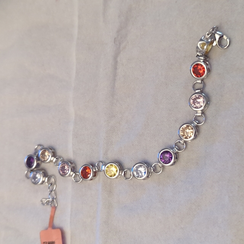 Rainbow bracelet cz and sterling PRIDE